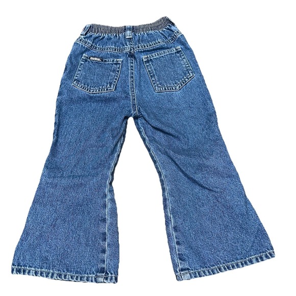 Vintage Oshkosh B'Gosh Tide Flared Jeans Floral Embroidered 100% Cotton Girls 3T - Picture 3 of 6